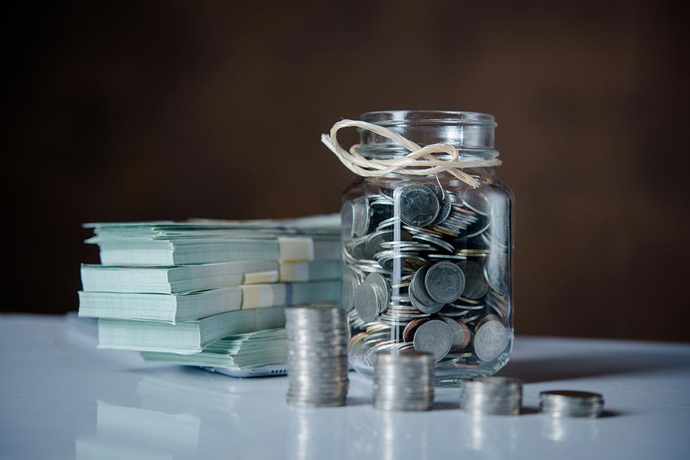 Cash with coins